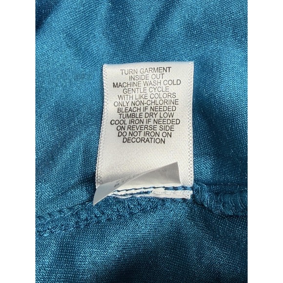 One World Top Womens 1X Blue Green Paisley Velour Tunic Boho Hippie Stretch - Picture 8 of 10